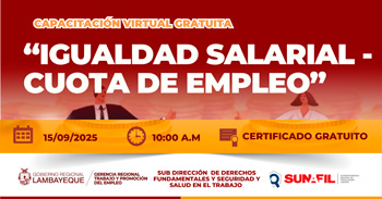  Capacitación online gratis "Igualdad salarial - Cuota de empleo" de la GRTPE Lambayeque