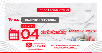  Capacitación online gratis "Régimen Tributario" de la GRTPE Cusco 