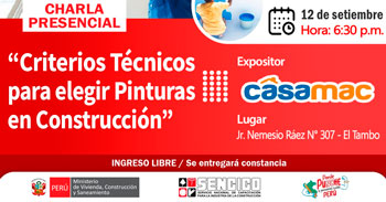Charla presencial gratis sobre "Criterios Técnicos para elegir pinturas en construcción"