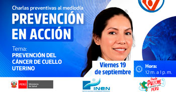 Charla online gratis "Prevención del cáncer de cuello uterino"del INEN