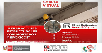 Charla online gratis "Reparaciones estructurales con morteros y epóxidos" del Sencico Lima y Callao