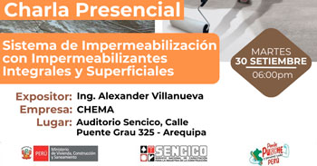 Charla online gratis "Sistema de Impermeabilización con Impermeabilizantes Integrales y Superficiales"  