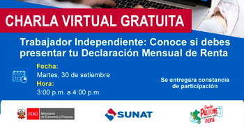 Charla online gratis "Trabajador Independiente: Conoce si debes presentar tu Declaración Mensual de Renta" 