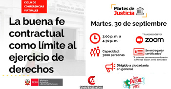Conferencia online "La buena fe contractual como límite al ejercicio de derechos" del MINJUSDH
