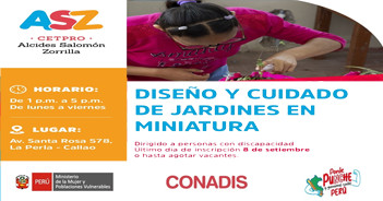 Curso presencial gratis "Diseño y cuidado de jardines en miniatura" del MIMP Conadis
