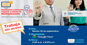Curso online "Ambientes Laborales Seguros y Libres de Hostigamiento" de la GRTPE La Libertad