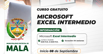  Curso online gratis de "Microsoft Excel intermedio" de la Municipalidad Distrital de Mala