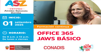  Curso online gratis "Office 365 jaws básico" del MIMP Conadis