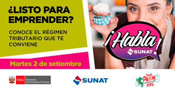 Evento online gratis "Conoce el régimen tributario que te conviene" de la SUNAT