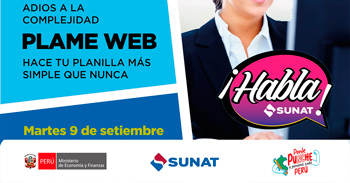 Evento online gratis "Plame web hace tu planilla más simple que nunca" de la SUNAT