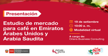 Evento online "Presentación: Estudio de mercado para café en Emiratos Arabes Unidos y Arabia Saudita"  