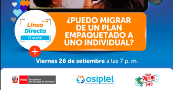Evento online "¿Puedo migrar de un plan empaquetado a uno individual?"  del OSIPTEL