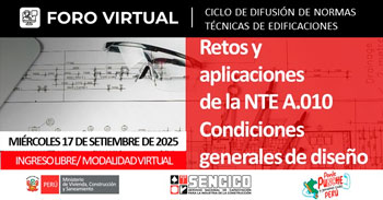 Foro online gratis "Retos y Aplicaciones de la Norma Técnica A.010 Condiciones Generales de Diseño"  
