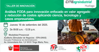  Taller presencial "FODA para Innovación: Valor Agregado y Reducción de Costos Tecnología,Casos Empresariales"