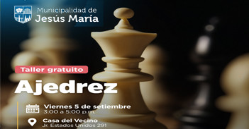  Taller presencial gratis "Ajedrez" de la Municipalidad de Jesús María