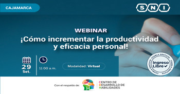Webinar online gratis "¡Cómo incrementar la productividad y eficacia personal!" de la SNI