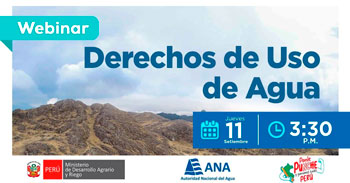 Webinar online gratis "Derechos de Uso de Agua" del Rediagro Region Piura