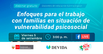 Webinar online "Tratamiento del consumo de drogas en adolescentes." de DEVIDA PERÚ
