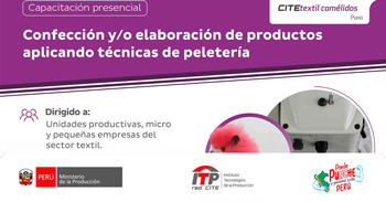 Capacitación presencial "Confección y/o elaboración de productos aplicando técnicas de peletería"