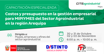  Capacitación online gratis Costos y Presupuesto en la Gestión Empresarial para MIPYMES del Sector Agroindustrial