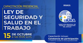 Capacitación presencial gratis "Ley de Seguridad y Salud en el Trabajo" de la DRTPE Piura