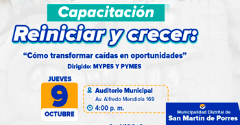 Capacitación presencial gratis "Reiniciar y crecer: Cómo transformar caídas en oportunidades" 