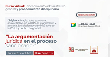Capacitación online  "La argumentación jurídica en el proceso sancionador"