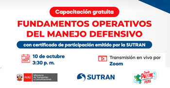 Capacitación online gratis "Fundamentos Operativos del Manejo Defensivo" de la  SUTRAN