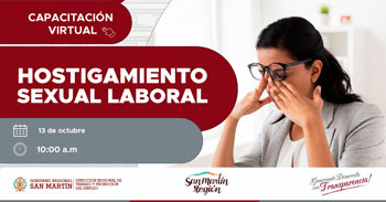 Capacitación online gratis "Hostigamiento sexual laboral" de la DRTPE de San Martín