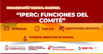 Capacitación online gratis "IPERC: Funciones del comite" de la GRTPE Lambayeque