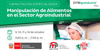 Capacitación online gratis Manipulación de alimentos en el sector agroindustrial del CITE Agroindustrial Majes