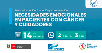 Capacitación online gratis "Necesidades emocionales en pacientes con cáncer y cuidadores" del INEN