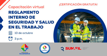 Capacitación online gratis "Reglamento interno de seguridad y salud en el trabajo" de la DRTPE Cajamarca