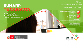 Capacitación online gratis "Servicio de publicidad registral en línea" de la SUNARP