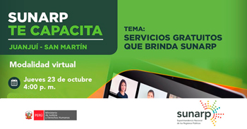Capacitación online gratis "Servicios gratuitos que brinda Sunarp" de la SUNARP