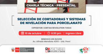 Charla presencial gratis "Selección de cortadoras y sistemas de nivelación para porcelanato" del SENCICO