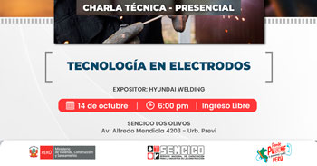 Charla presencial gratis "Tecnología en electrodos" del SENCICO