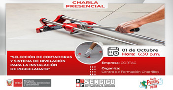 Charla presencial "Selección de cortadoras y sistema de nivelación para la instalación de porcelanato" 
