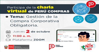 Charla online "Gestión de la Compra Corporativa Obligatoria" de PERÚ COMPRAS