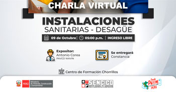 Charla online gratis "Instalaciones sanitarias - Desague " del SENCICO