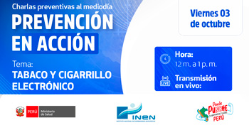 Charla online gratis "Tabaco y cigarrillo electrónico"del INEN