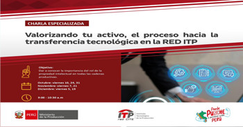  Charla online "Valorizando tu activo: el proceso hacia la transferencia tecnológica en la RED ITP" del ITP