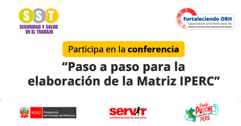 Conferencia online "Paso a paso para la elaboración de la Matriz IPERC" del Servir Perú