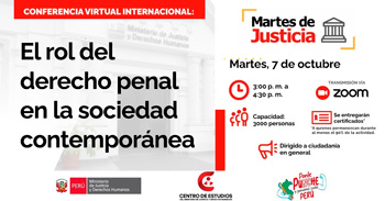 Conferencia online "El rol del derecho penal en la sociedad contemporánea" del MINJUSDH