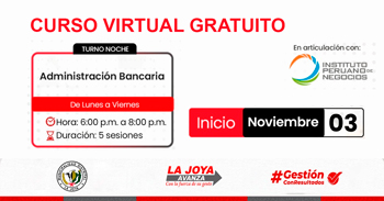 Curso online gratis "Administración bancaria" de la Municipalidad de La Joya