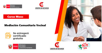 Curso online gratis con certificado  "Mediación comunitaria vecinal" del MINJUSDH
