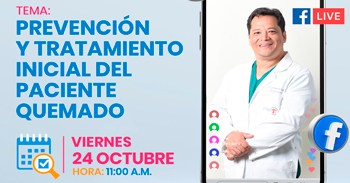 Evento online gratis "Prevención y tratamiento inicial del paciente quemado" del INSNSB