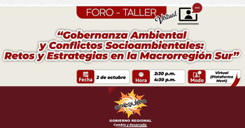 Foro - Taller online Gobernanza Ambiental y Conflictos Socioambientales: Retos y Estrategias en la Macroregión Sur 