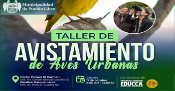 Taller presencial gratis "Avistamiento de Aves Urbanas" de la Municipalidad de Pueblo Libre