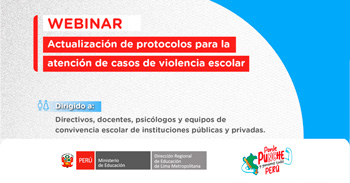 Webinar online "Actualización de protocolos para la atención de casos de violencia escolar"